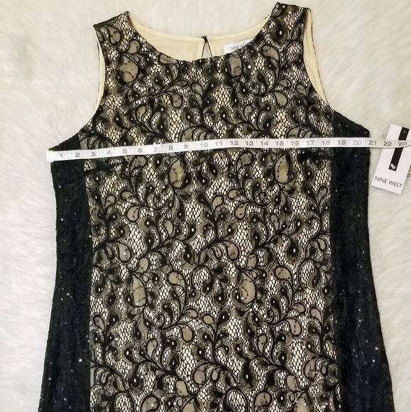 Nine West Sequin Lace Two-Tone Panel Hem - Picture 6 of 12